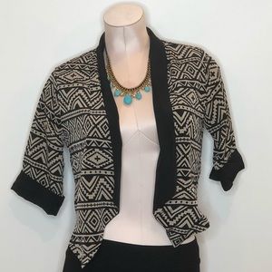 Tribal Blazer Jacket - mid sleeve crop Sz S